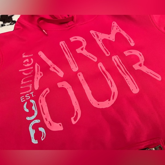 Under Armour Women’s Pink & gray Pullover Hoodie, Semi Fitted, Zip Pocket size L - Picture 3 of 14